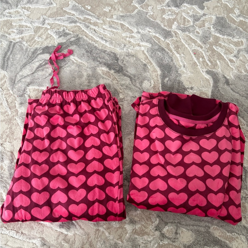 Kate Spade New York Pink Heart Print Pajama Set 2PC pink Lounge Set Size Medium